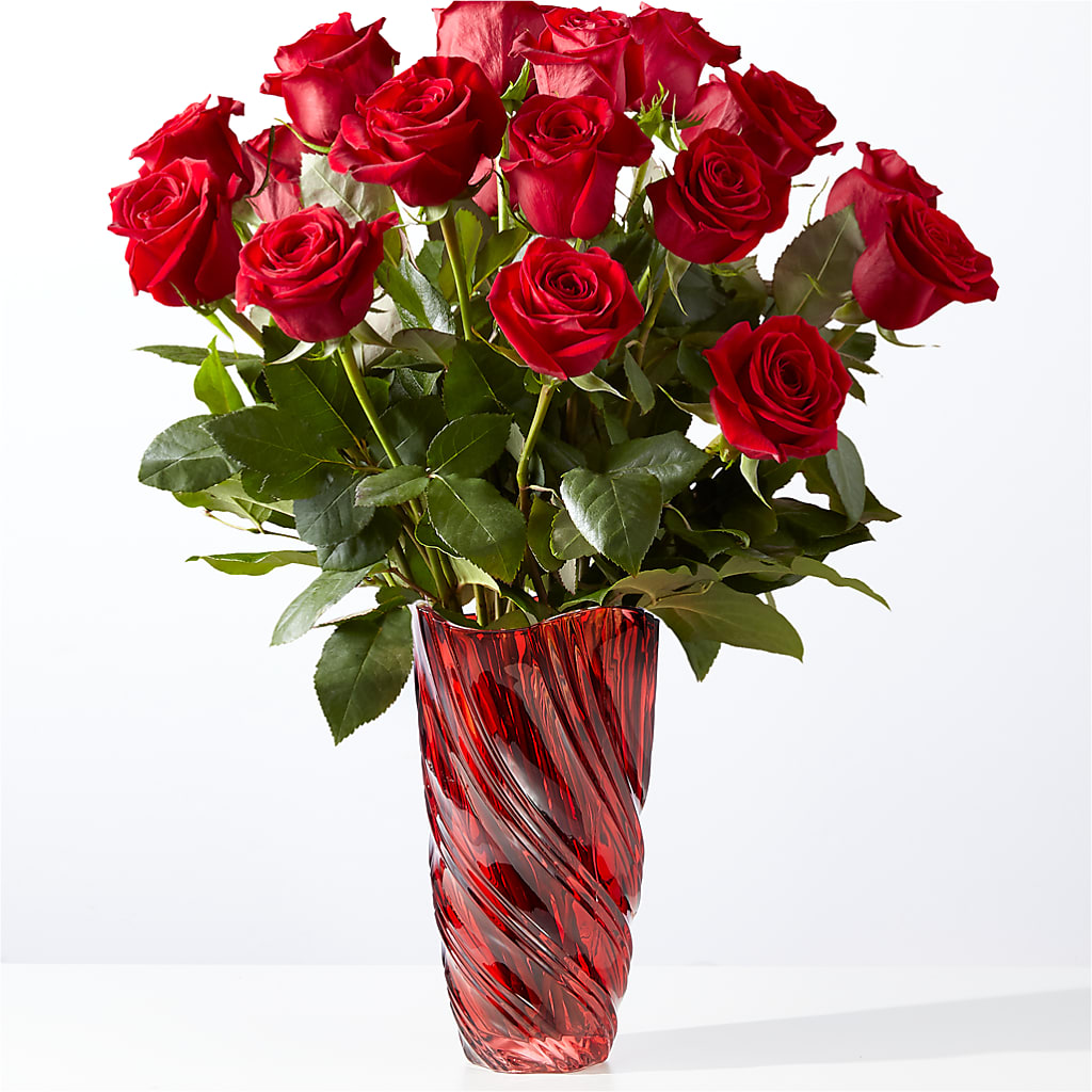 Classic Love Red Rose Bouquet with Luxe Swirl Vase – BELKY'S FLORIST, Rock Hill SC