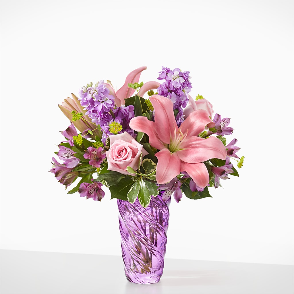Precious Petals Bouquet with Luxe Swirl Vase – BELKY'S FLORIST, Rock Hill SC