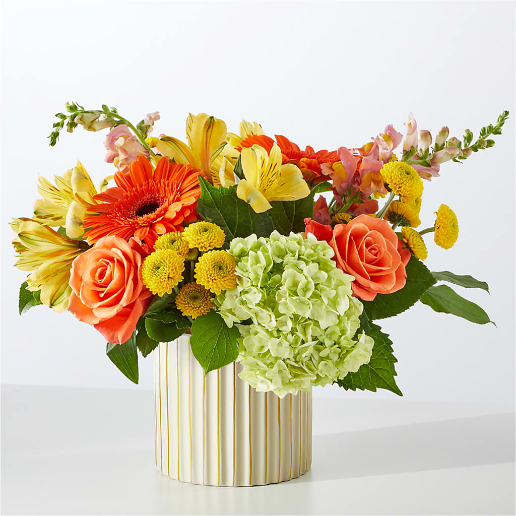 Autumn Sunshine Bouquet with Ivory Vase – BELKY'S FLORIST, Rock Hill SC