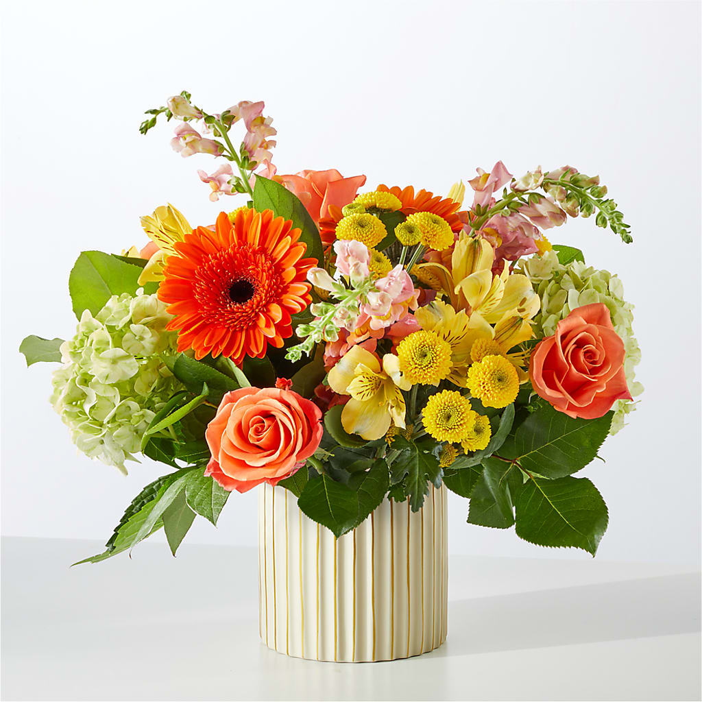 Autumn Sunshine Bouquet with Ivory Vase – BELKY'S FLORIST, Rock Hill SC